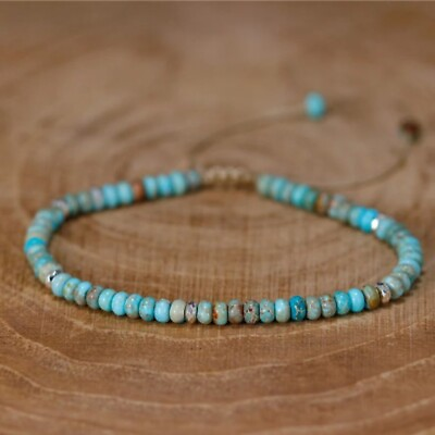 #ad Natural Turquoise Stone Dainty Bracelet Turquoise Gemstone Bracelet Minimalist $11.90