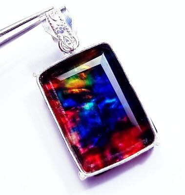 #ad Natural Ammolite GS Solid Silver Pendant 84.25 Ct Certified Loose Gemstone $31.19