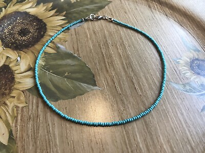 #ad Blue Seed Bead Choker Delicate Seed Bead Necklace layering choker HANDMADE $16.70
