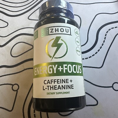 #ad Zhou Energy Focus Caffeine with L Theanine 60 V. Caps. $11.99
