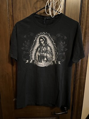 #ad Y2K Guadalupe Nuestra Reyna Virgin Mary Double Sided Tee Shirt Medium $13.99