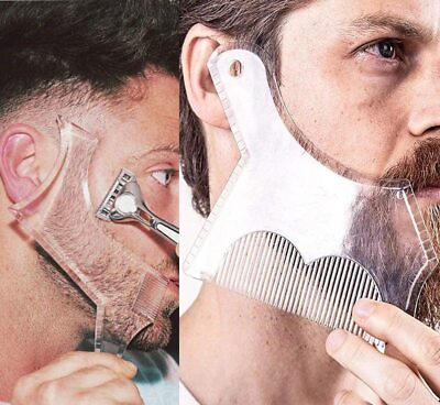 #ad 2PCS Men#x27;s Beard Shaping Tool Template Beard Guide Shaper with Inbuilt Comb... $10.24