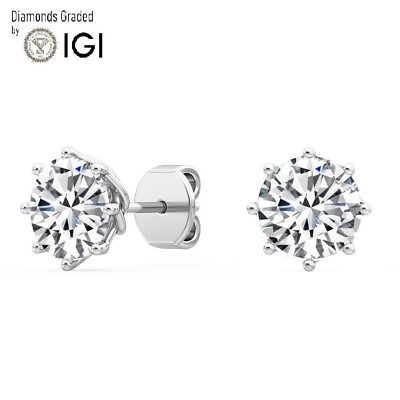 #ad IGID VS1 2 CT Solitaire Lab Grown Round Diamond Studs Earring 18K White Gold $1831.60
