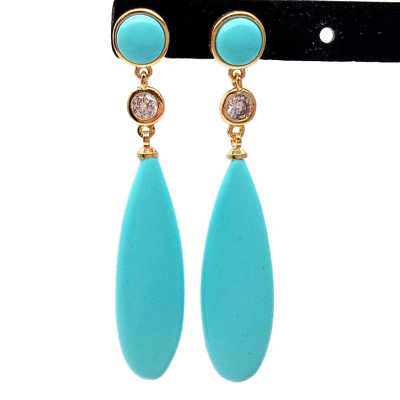 #ad Teardrop Blue Turquoise Drop Stud Earrings $15.20