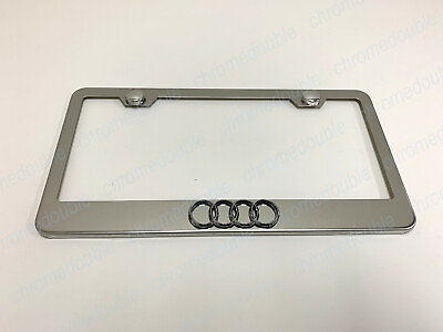 #ad 1pc 3D quot;4 Ring LOGOquot; STAINLESS STEEL Chrome License Plate Frame w Screw caps $23.38