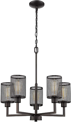 #ad Lighting 5X60W Chandelier W Oil Rubbed Bronze Finish amp; Metal Cage Shades $70.99