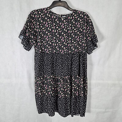 #ad Ladies Dress Size 10 I SAW IT FIRST Black Floral Polka Dot Smart Casual Day GBP 19.99