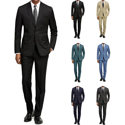 #ad Braveman Men#x27;s Formal Two Piece 2 Piece Slim Fit Cut Suit Set $59.49