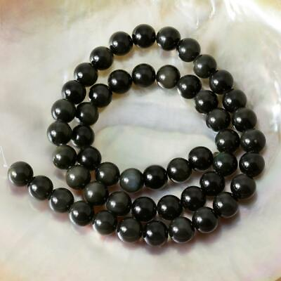 #ad Black Rainbow Obsidian 8 mm Beads 15” Strand Smooth Round Gemstone Beads $19.95