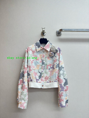 #ad 24 Spring Print Casual Jacket Short Coat flower print fashion high quality SML $69.50