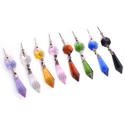 #ad 20Pcs 38MM Colorful Crystal Chandelier Prism Replacement Icicle Drop Lamp Part $13.99