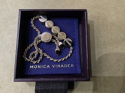 #ad Monica Vinader Rose Gold Linear Bead Diamond Row Friendship Bracelet New❤️🎁🌸 GBP 204.99