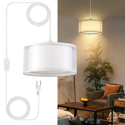 #ad Plug in Pendant Light Hanging Lamp with 15ft Dimmable CordHanging Lights wi... $43.49