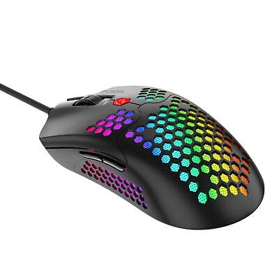 #ad RGB Lightweight Honeycomb Gaming Mouse 12000 DPI Optical Sensor Wired For PC PS4 $14.99
