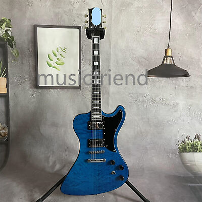 #ad Blue Solid Electric Guitar Black Fretboard 6 String HH Pickups Black Pickguard $258.81