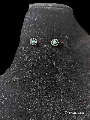 #ad New Women#x27;s Turquoise Flower Stud Earrings $6.25