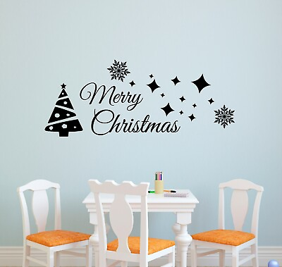 #ad Christmas Santa Claus Wall Decal Elk Winter Tree Snowflake Mural Vinyl Sticker $14.95