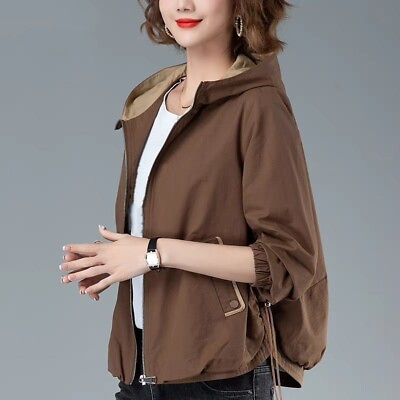 #ad Womens Casual Drawstring Short Jacket Loose Fashion Coat Hoodie Trench Outwear $57.66