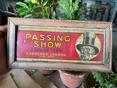 #ad Vintage Passing Show Cigarette Made In London Adv. Litho Tin Sign Board Framed $160.30