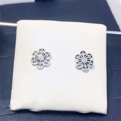 #ad New 100% Authentic 925 Sterling Silver Floral Daisy Lace Stud Earrings $19.94