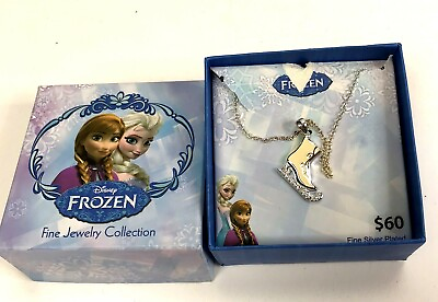 #ad Disney Frozen Fine Jewelry Collection Ice Skate Pendant Necklace Silver plated $19.97