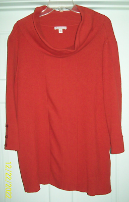 #ad DB Established 1962 Sweater Womens 3X Tunic Burnt Orange Knit Cowl Neck SWEATER $14.99