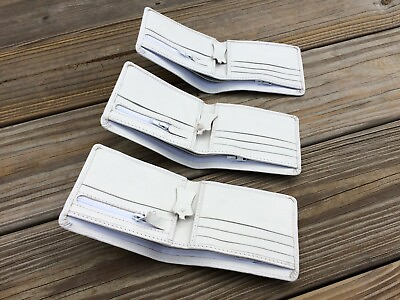 #ad White Wallet Men Card Holder Bifold Genuine Leather handmade Wallet Lot of 3 $49.99