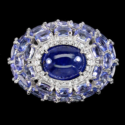 #ad Unheated Oval Blue Tanzanite 10x8mm Simulated Cz 925 Sterling Silver Ring Size 8 $94.50