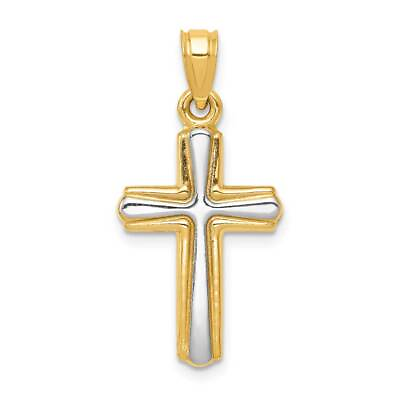 #ad 14K Gold with Rhodium Cross Pendant 0.6 x 1.1 in $156.03