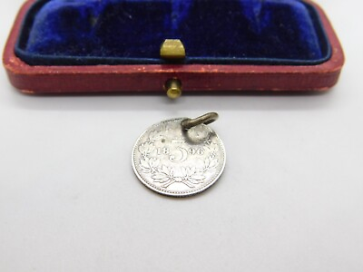 #ad Victorian South African Sterling Silver Threepence Coin Charm 1896 Antique GBP 20.00