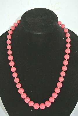 #ad Vintage signed BERGERE Pink Graduated Large Bead 27quot; Necklace $14.99