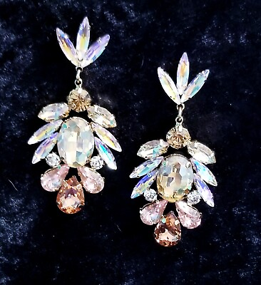 #ad Chandelier Rhinestone Crystal Pageant Bridal Earrings Multi Drop Dangle 2.9 inch $35.99