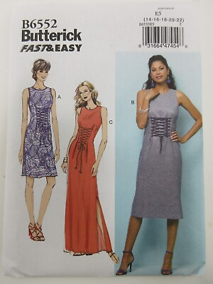 #ad Butterick Sewing Pattern 6552 Misses Dress Lace Front Size 14 22 $9.95