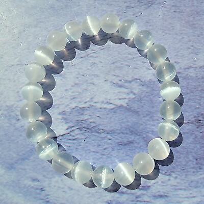 #ad Natural Selenite Stone Bracelet Cat#x27;s Eye Gemstone Stretch Bracelet Handmade $11.90