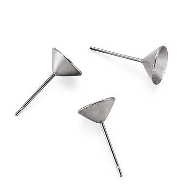 #ad 20pcs 304 Stainless Steel Post Stud Cup Earring Findings Post Blank Earnut 8mm $6.69