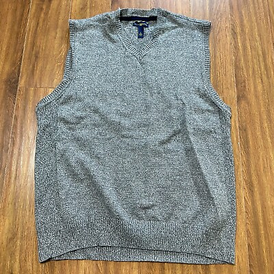 #ad Club Room Sweater Vest L Cotton V Neck Golf Vest Heathered Grey Pullover $12.89