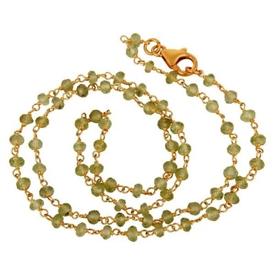 #ad Natural Peridot Gemstone Beads Necklace 18K Gold 925 Sterling Silver Jewelry $19.76