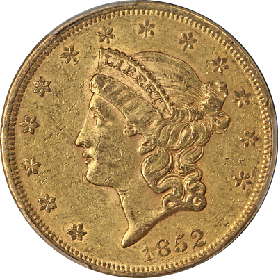 #ad 1852 P Ty 1 Liberty Gold $20 PCGS AU55 Nice Eye Appeal Strong Strike $3326.00