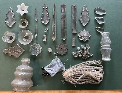 #ad French Antique Crystal Replacement Parts For Chandelier Entire Collection 300lbs $7500.00