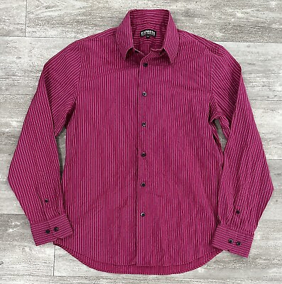 #ad Express Modern Fit Stretch Cotton Pinstripe Button Shirt Size Mens Medium $12.99