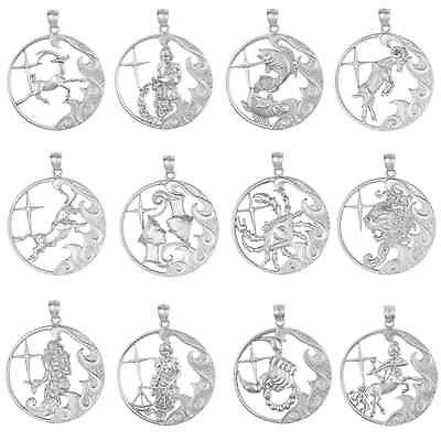 #ad 10.0g Sterling Silver ZODIAC HOROSCOPE Large Pendant Made in USA $49.99