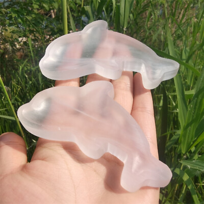 #ad 2.8quot; Natural Selenite stone Carved dolphins Ashtray Quartz Crystal Decorate 1pc $12.94