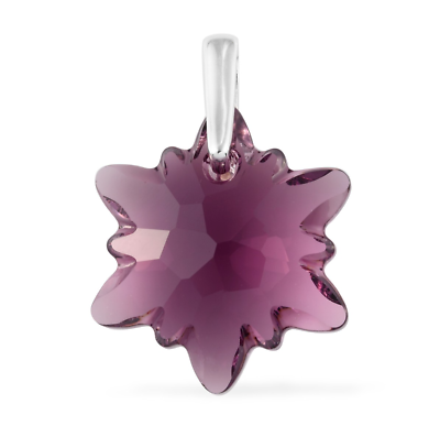 #ad Women#x27;s SWAROVSKI Crystal Pendant Purple Starburst 925 STERLING *NEW* STUNNER $24.00