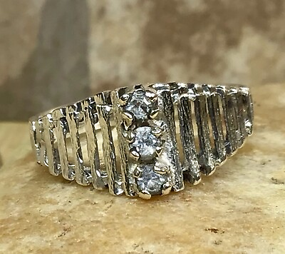 #ad VINTAGE 925 STERLING SILVER CZ LADIES RING SZ 7 FINE JEWELRY $28.95