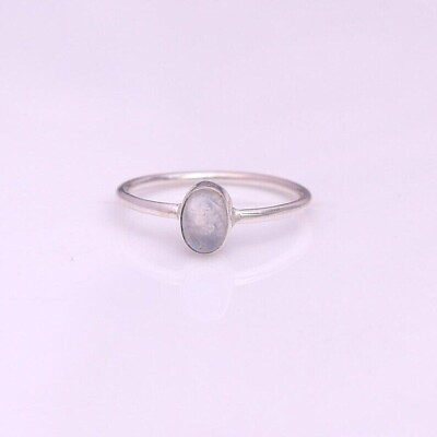 #ad Moonstone Silver Statement Minimalist Dainty Ring Women Ring Silver Ring US51 $20.24
