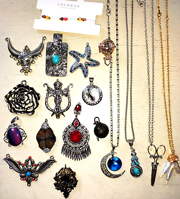 #ad Fashion Jewelry Lot Pendant Necklace Pin Bracelet Stone 18 pc DEALER SPECIAL NEW $28.88