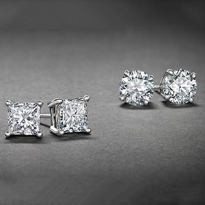 #ad Surgical 316L Stainless Steel Stud Earrings Cubic Zircon Round Men Women 2 Pairs $6.99