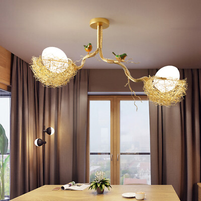 Modern Bird Nest Glass Chandelier Ceiling Lamp Fixture Gold Pendant Island Light $139.00