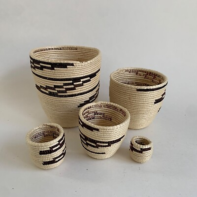 #ad Handmade Woven Nesting Baskets Set of 5 $34.95