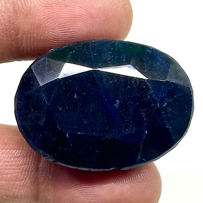 #ad 163.45 Cts Natural Blue Sapphire 34x25mm Oval Cut Pendant Size Loose Gemstone $19.99